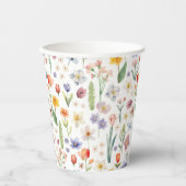 フローラベイビーシャワー – 水彩ワイルドフラワー 紙コップ (正面)
