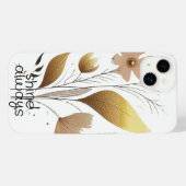 フローラベクトル金ゴールド画像 iPhoneケース (裏面横)