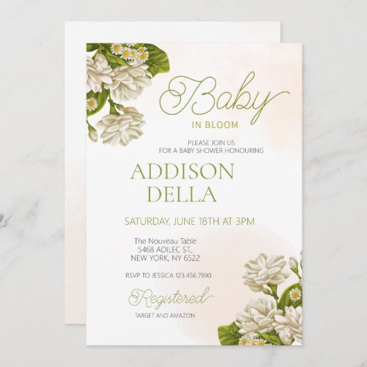 フローラベビーの開花 男女兼用 招待状 (正面/裏面)