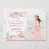 フローラベビーは紅茶パーティー赤ちゃんシャワー写真 招待状 (正面)
