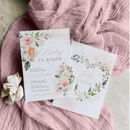 フローラベビーイン開花ガールベビーシャワー招待状 招待状