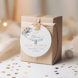 フローラベビーイン開花ブルー男の赤ちゃんシャワー フェイバータグ