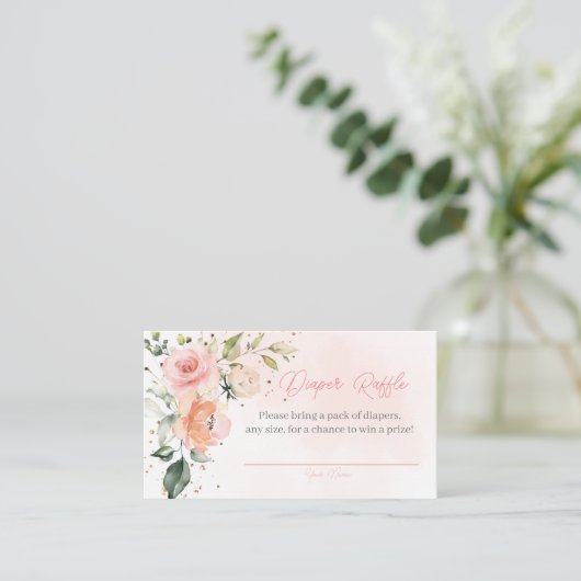 フローラベビーイン開花ベビーシャワーおむつラッフル エンクロージャーカード (スタンド正面)