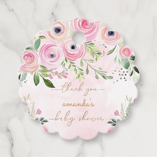 フローラベビーガールシャワーありがとう フェイバータグ (正面)