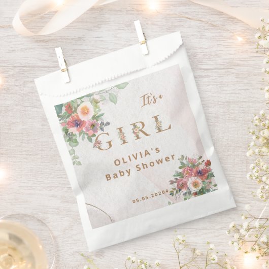 フローラベビーガールシャワーバッグ フェイバーバッグ (クリップ留めされた状態)