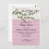 フローラベビーガールシャワーホワイトウォッシュバーンウッド ポストカード (正面/裏面)
