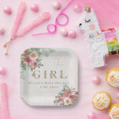 フローラベビーガールシャワー紙プレート ペーパープレート (パーティー)