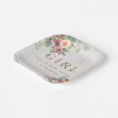 フローラベビーガールシャワー紙プレート ペーパープレート (傾斜あり)