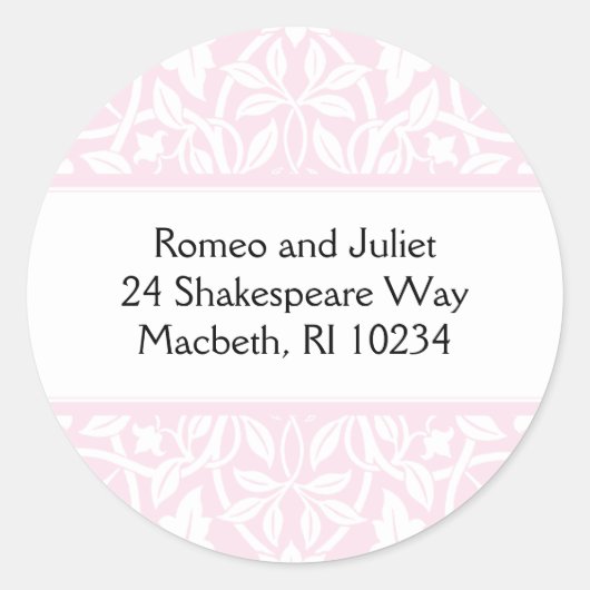 フローラベビーガール住所 シール-ベビーピンク ラウンドシール (正面)