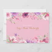 フローラベビーガール写真スクリプトサンキューピンク誕生 案内状 (裏面)