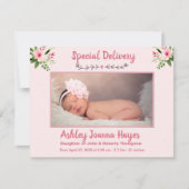 フローラベビーガール写真誕生のお知らせ 案内状 (正面)