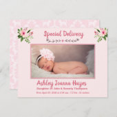 フローラベビーガール写真誕生のお知らせ 案内状 (正面/裏面)