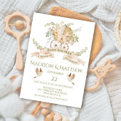 フローラベビーキャリッジ水彩赤ちゃんシャワー 招待状