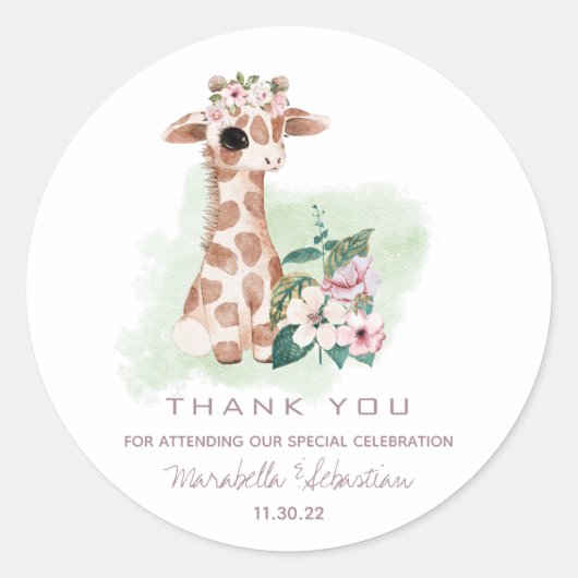 *~*フローラベビーキリンありがとうジャングルスウィート ラウンドシール (正面)