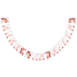 フローラベビーシャワーにおける開花水彩ベビー バンティングフラッグ