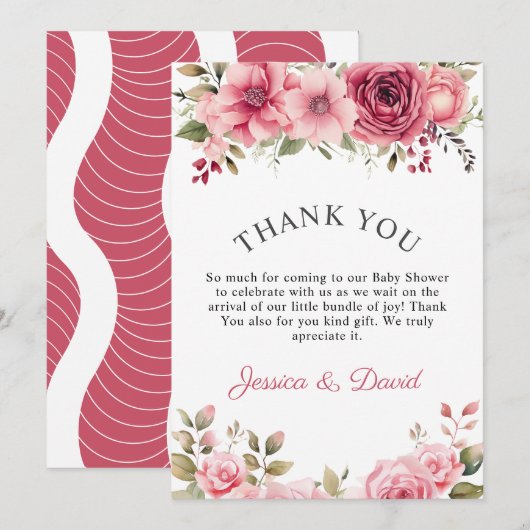 フローラベビーシャワーバラ カラフル サンキューカード (正面/裏面)