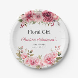 フローラベビーシャワーバラ カラフル ペーパープレート