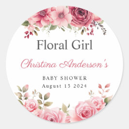 フローラベビーシャワーバラ カラフル ラウンドシール