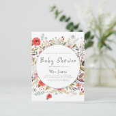 フローラベビーシャワーベビーガール招待状 案内ポストカード (スタンド正面)