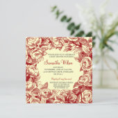 フローラベビーシャワーヴィンテージバラ赤 招待状 (スタンド正面)