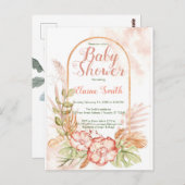 フローラベビーシャワー招待状ボホ花 ポストカード (正面/裏面)
