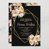 フローラベビーシャワー招待状ボーイガールピンク赤面 招待状 (正面/裏面)