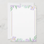 フローラベビーシャワー招待状紫と金ゴールド 招待状 (裏面)