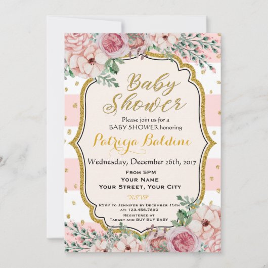 フローラベビーシャワー招待状 招待状 (正面)