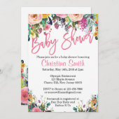 フローラベビーシャワー招待状-春水色 招待状 (正面/裏面)