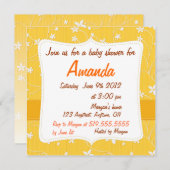 フローラベビーシャワー招待状（黄色い花付き） 招待状 (正面/裏面)