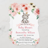 フローラベビーヒッポプリンセスベビーシャワー招待状 招待状 (正面/裏面)