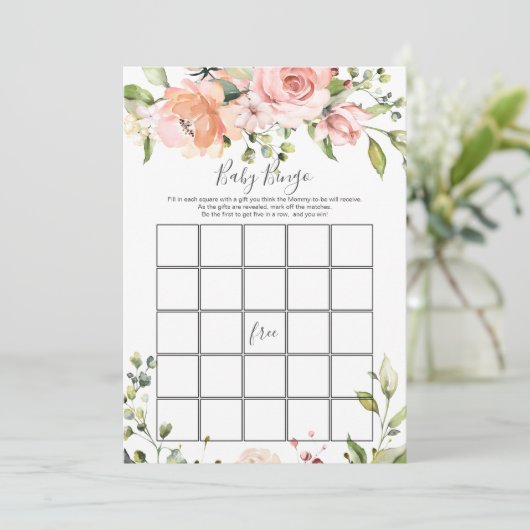 フローラベビービンゴ/誰が赤ちゃんシャワーのゲーム 招待状 (スタンド正面)