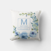 フローラベビーブルー誕生統計生まれたばかりのベビー クッション (正面)