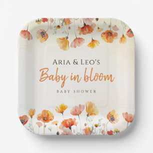 フローラベビー開花ベビーシャワー紙プレート ペーパープレート