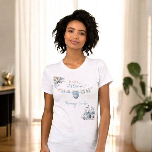 フローラベビー開花ママは男の赤ちゃんシャワー Tシャツ