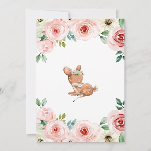 フローラベビー鹿ベビーシャワー招待状 招待状 (裏面)