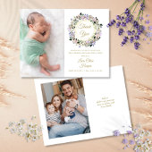 フローラベビー2写真金ゴールドありがとう誕生 案内ポストカード