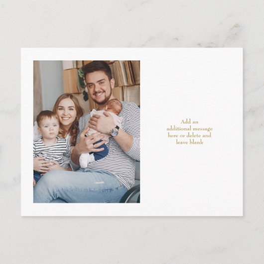 フローラベビー2写真金ゴールドありがとう誕生 案内ポストカード (裏面)