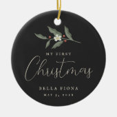 フローラベリーブランチ私の初めてのクリスマス写真 セラミックオーナメント (正面)