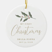フローラベリーブランチ私の初めてのクリスマス写真 セラミックオーナメント (正面)