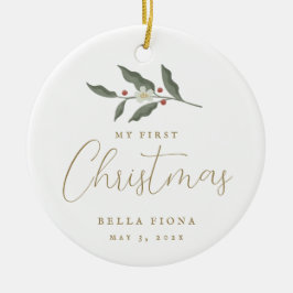 フローラベリーブランチ私の初めてのクリスマス写真 セラミックオーナメント