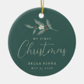 フローラベリーブランチ私の初めてのクリスマス写真 セラミックオーナメント (正面)