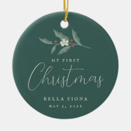 フローラベリーブランチ私の初めてのクリスマス写真 セラミックオーナメント