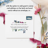 フローラベリーブルー結婚ブルゴーニュRSVP オールインワン招待状