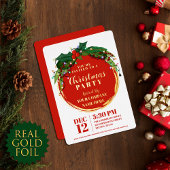 フローラベリーリースクリスマスライト企業の金ゴールド 箔招待状