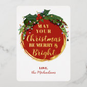 フローラベリーリースクリスマスライト金ゴールド 箔シーズンカード (正面)