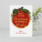 フローラベリーリースクリスマスライト金ゴールド 箔シーズンカード (立ち正面)