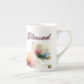 フローラベリ賛美ータイポグラフィデザイン ボーンチャイナマグカップ (右)