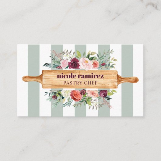 フローラベーカリーパティセリストライプブルゴーニ 名刺 (正面)