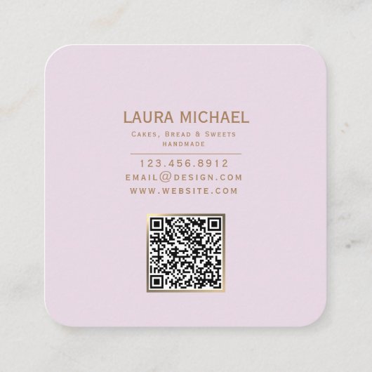 フローラベーカリー名刺 | ピンクミキサーロゴ スクエア名刺 (裏面)